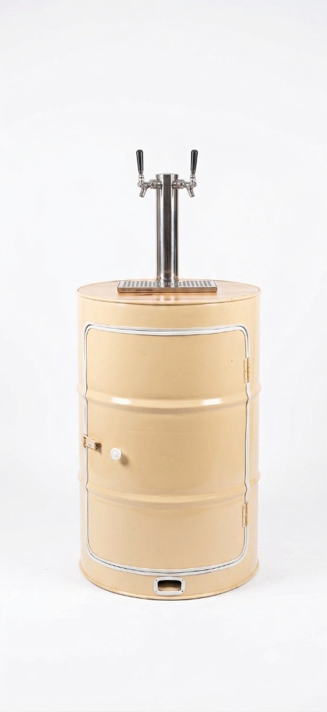 Fût beige La Cascade à Cocktails avec tour de tirage double robinet